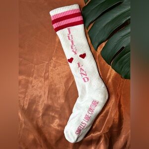 Vintage Y2K Juicy Couture White Socks with Pink and Red Accents Women’s One Size